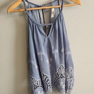 Taylor & Sage Gray Asymmetrical Embellished Tank Top